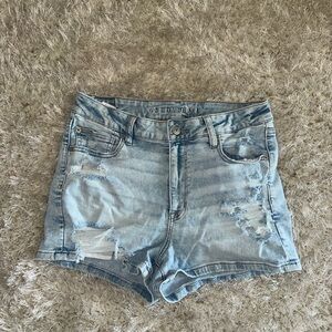 American Eagle Outfitters Light Blue Distressed Jean Shorts